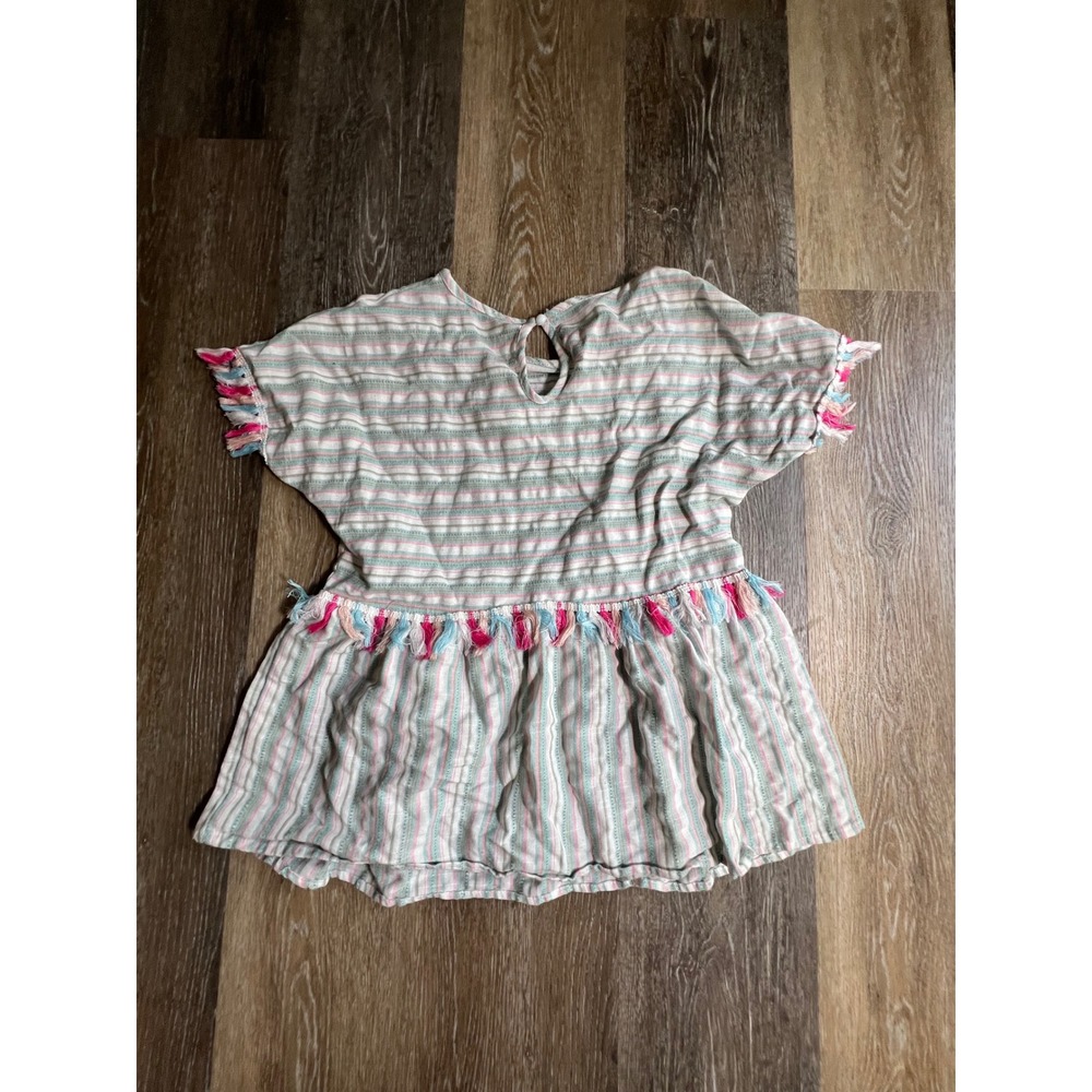 Striped Tassel Peplum Top Womens Small Multicolor Excellent Boho S - Picture 5 of 7